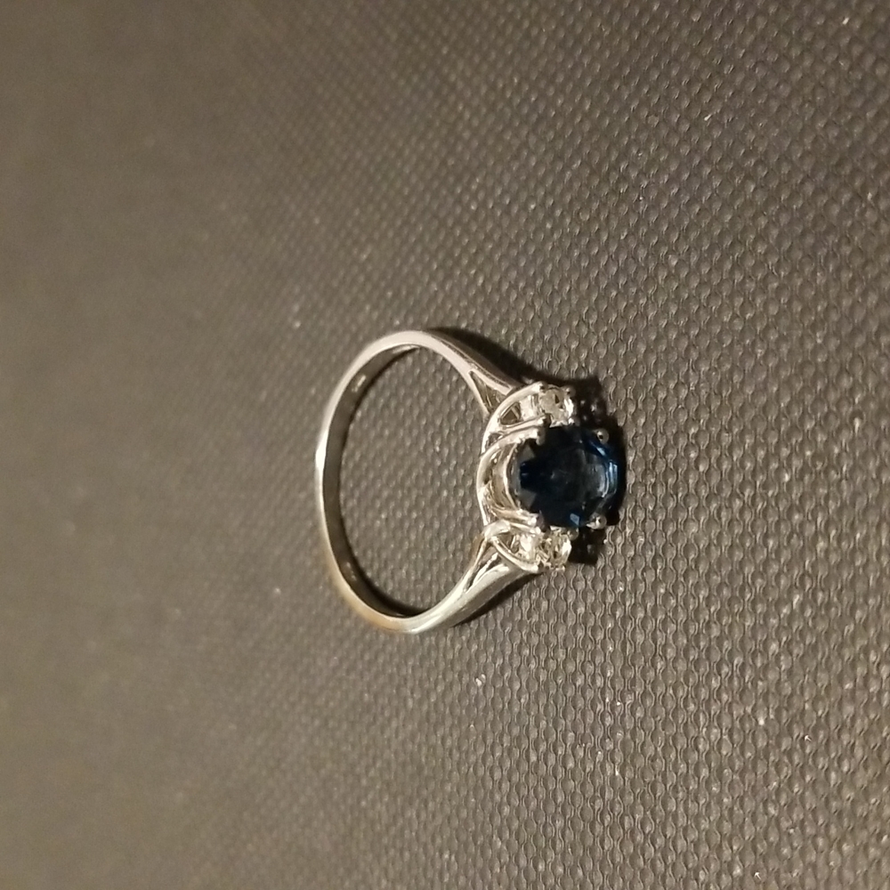 Sterling silver ring with blue stone